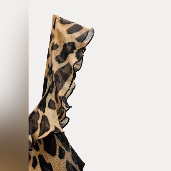 ZARA RUFFLED ANIMAL PRINT DRESS - Picture 13 of 16